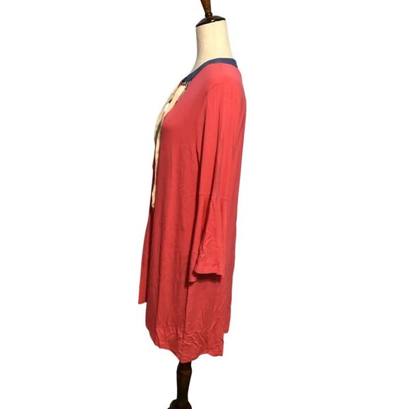 Umgee Bell Sleeve Lace V-Neck Shift Dress Medium - Picture 3 of 6